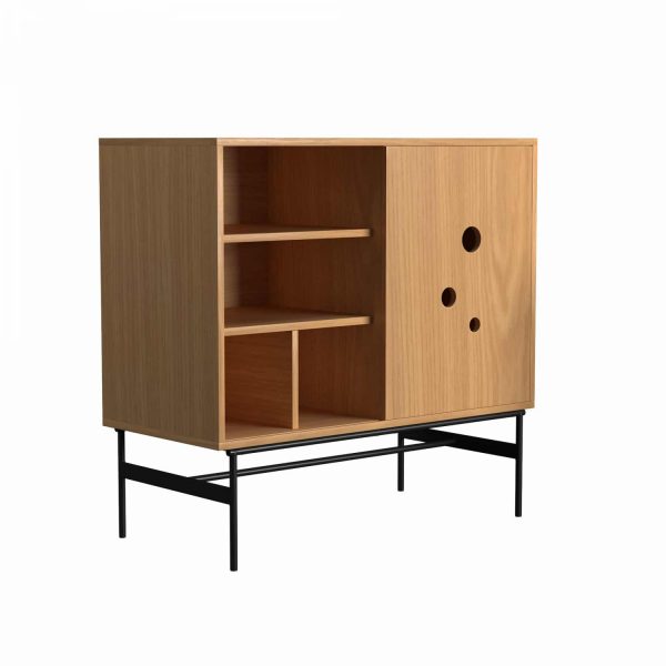 DAPPLE - Skap medium, 75x110x51 cm, 2 skyvedører, eik