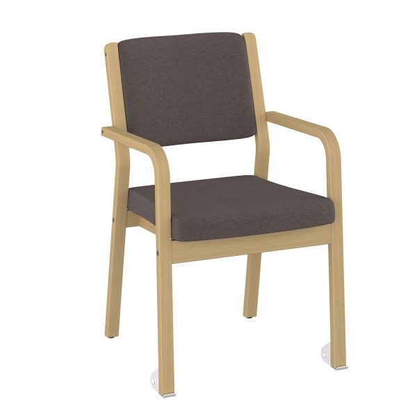 ZETA - dining chair with armrest, full back, wheels on front legs (art. 2094)