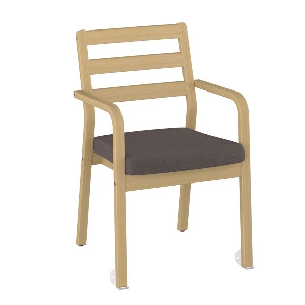 ZETA - dining chair with armrest, back with bars, wheels on front legs (art. 2097)