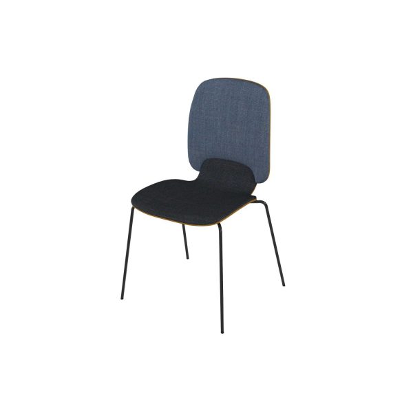 ADA - Stackable high chair, four steel legs, powder paint black, oak veneer, seat and back cushions