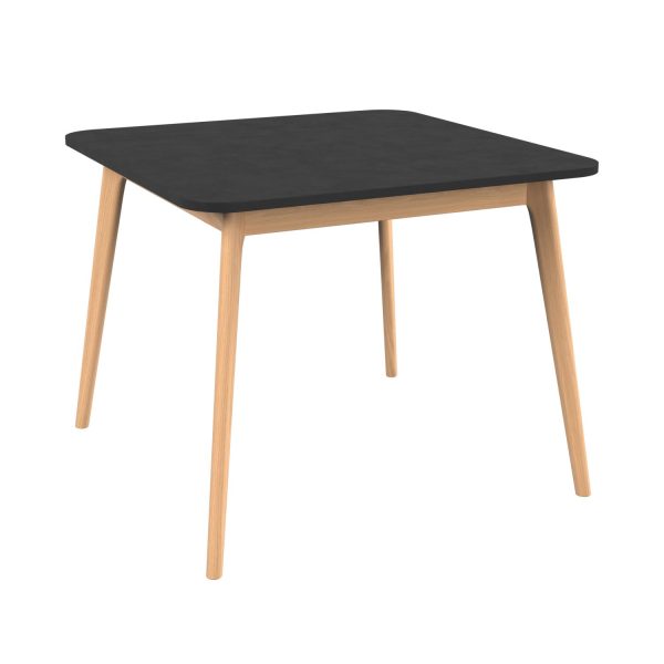 ALMA - Bord H40, 50x50 cm, bjørk, sort bordplate (art. 3913)