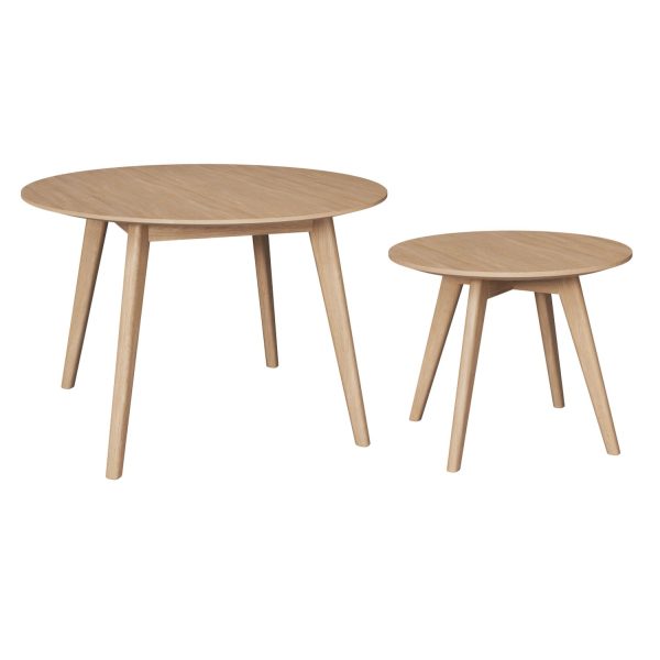 ALMA - Table H60, Ø90 cm. and H40, Ø60 cm., oak, oak table top (art. 3995+4139)