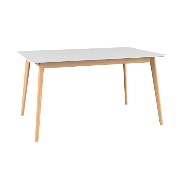 ALMA - Bord H75, 140x90 cm, bjørk, hvit bordplate (art. 4195)