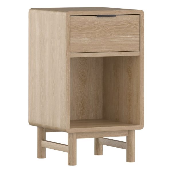 SOFT - Bedside table, 70x40x40, one drawer, black mat flat handle, oak (art. 4417)