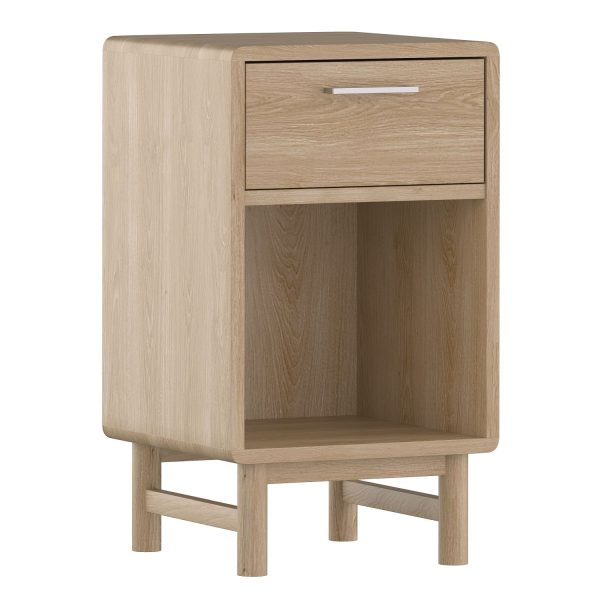 SOFT - Bedside table, 70x40x40, one drawer, classic handle silver, oak (art. 4435)