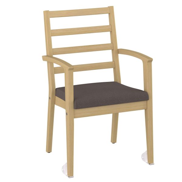 NEXUS - Dining chair with armrest, back spindles, wheels on front legs (art. 2739)