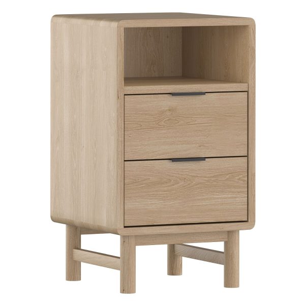 SOFT - Bedside table, 70x40x40, two drawers, black mat flat handle, oak (art. 4418)