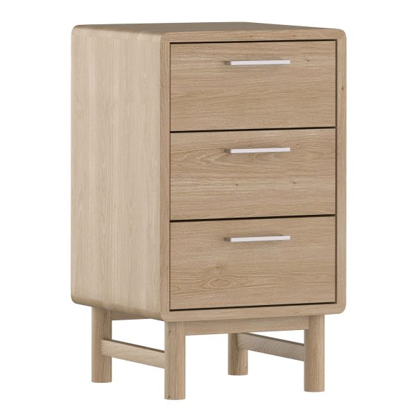 SOFT - Bedside table, 70x40x40, three drawers, classic handle silver, oak (art. 4437)