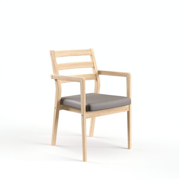 ZETA - dining chair with armrest, back with bars, birch (art. 4498)