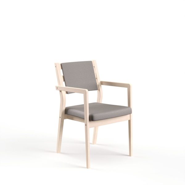 ZETA - dining chair with armrest, back with bars and pillow, oak (art. 4547)
