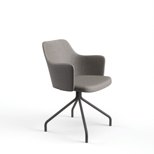 ALMA - Dining chair with armrest and steel base
