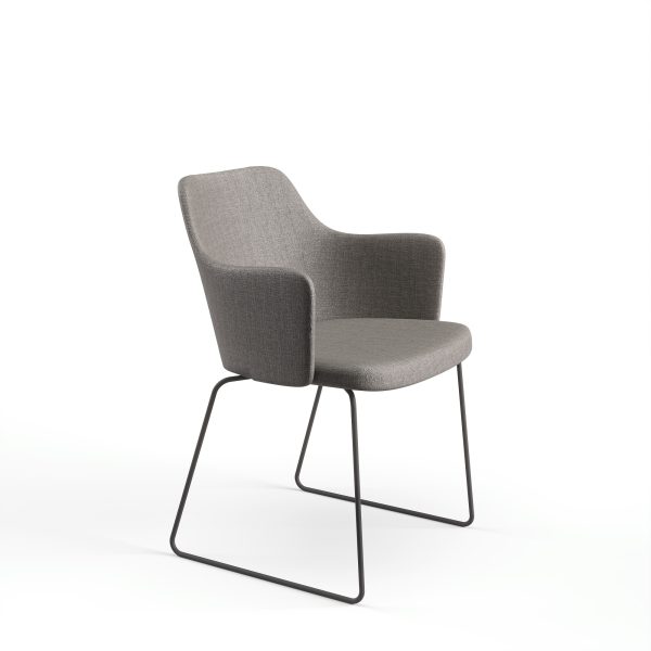 ALMA - Dining chair with armrest and bolt legs