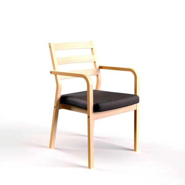 ZETA - dining chair with armrest, back with bars, birch (art. 1819)